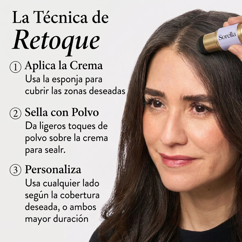 Crema y polvo para retocar raíces y cubrir cejas